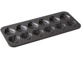 Madeleine Pan - Heart Shaped and Scalloped: 12-cup Non-stick Mold for cookies, chocolates, candy, cornbread