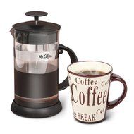 French Coffee Press or Tea Maker and Ceramic Coffee Mug Christmas Gift Set (32 oz) N3