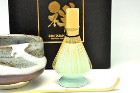 Japanese Mino Yaki ware Matcha Bowl And Tea Ceremony Set Green Tea 11.5 / 11.5 / 8cm (4.5 / 4.5 / 3.1inch)[7379] N5