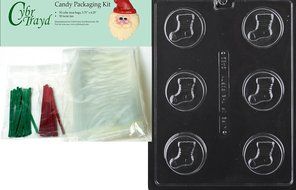 Cybrtrayd MdK50C-C462 Stocking Cookie Christmas Chocolate Mold with Chocolate Packaging Kit and Molding Instructions...