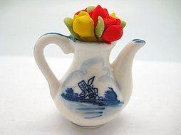 Ceramic Miniature Teapot with Tulips N2
