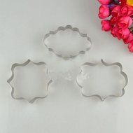 3pcs Plaque Frame Cookies Biscuit Mold Fondant Cake Chocolate Decorating Cutter Mould