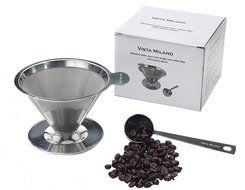 Pour Over Coffee Dripper Paperless Stainless Steel Reusable Coffee Filter Single Cup Coffee Maker and Measuring...