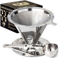 Clever Pour-Over Coffee Dripper by IKA KITCHEN - Stainless Steel Cone Brewer w/ Built-In Stand &amp; Free Measuring...