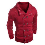 Men's Blouse,Laimeng Cotton Blend V-Neck Fashion Autumn Winter Hooded Sweater Top Blouse (M, Gray) N3