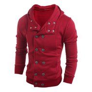 Men's Blouse,Laimeng Cotton Blend V-Neck Fashion Autumn Winter Hooded Sweater Top Blouse (M, Gray) N4
