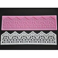 FOUR-C Silicone Lace Mat Decor Cake Mold Side Decorating for Cake Color Pink N2