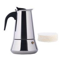 Minchsrin 6-Cup 300ml Stovetop Moka Espresso Maker with 100 Disposable Filters N4