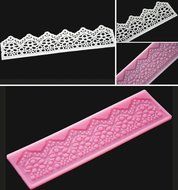 FOUR-C Silicone Lace Mat Decor Cake Mold Side Decorating for Cake Color Pink N3