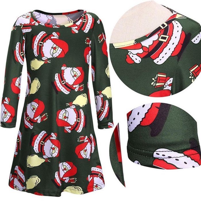 Morecome Women Long Sleeve Santa Snowman Printing Christmas Party Dress N5