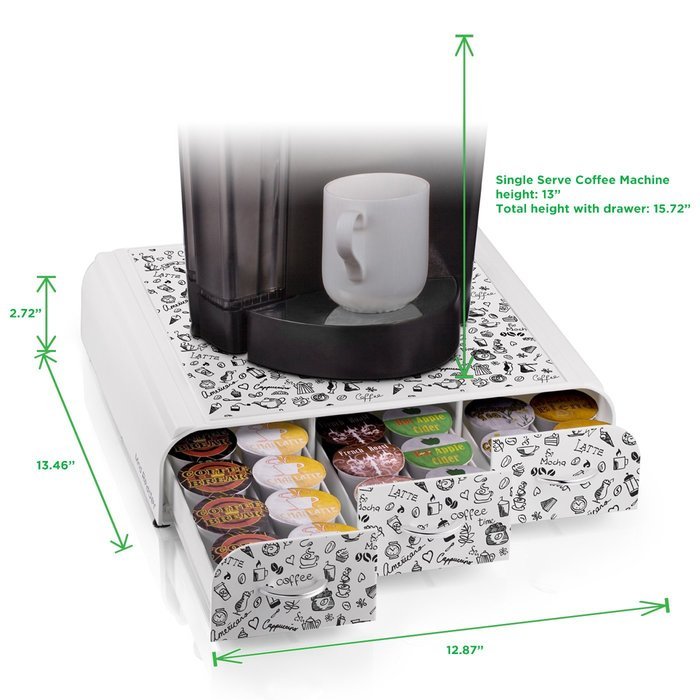 Mind Reader Anchor' Coffee Pod Storage Drawer for 50 Nespresso Capsules, White N36