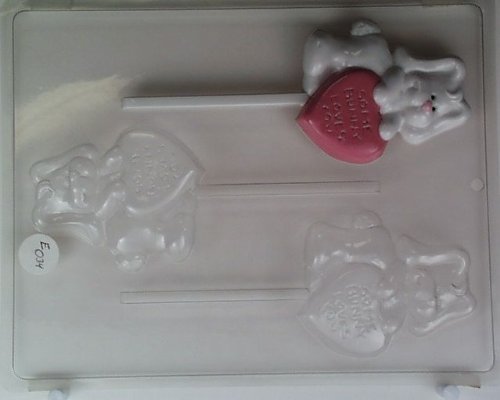 Bunny standing next to heart w/ SOME BUNNY LOVES YOU E034 Easter Chocolate Candy Mold