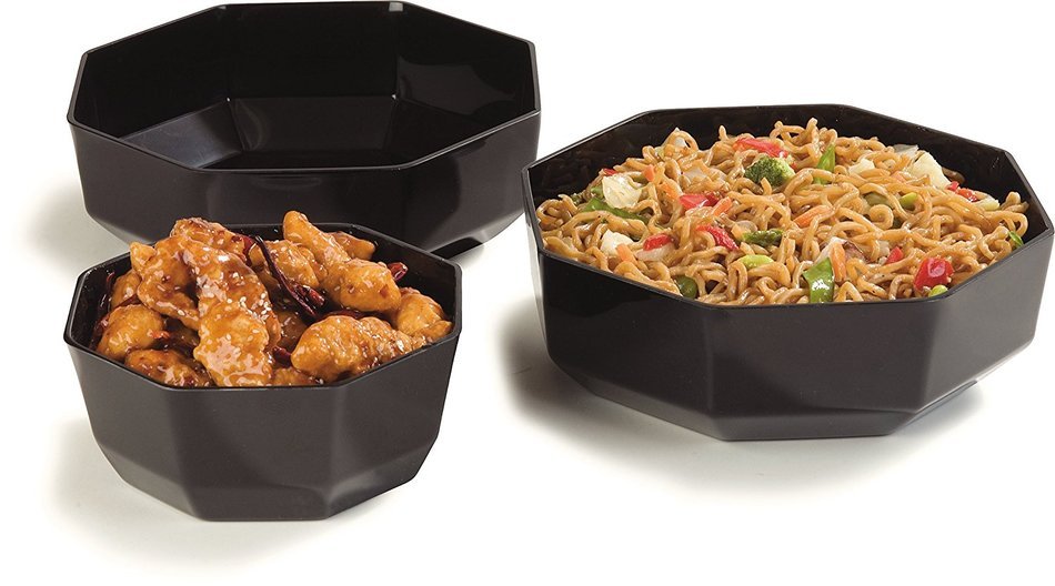 Carlisle 888603 Acrylic Octagon Bowl, 1.4 qt. Capacity, 7.13 x 2.87", Black (Case of 4)