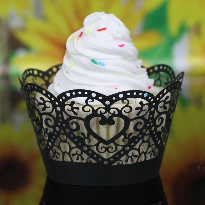 Leoy88 25pcs Hollow Cake Cup for Christmas Party (Black) N6