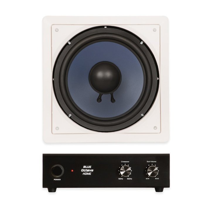 Blue Octave LW10 In Wall 10" Passive Subwoofer Speaker Home Theater Sub and Amplifier