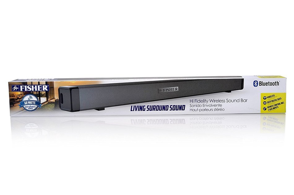 Fisher Wireless Sound Bar Surround Sound Bluetooth Hi-Fidelity Speaker with its powerful built-in woofers, Auxiliary... N5