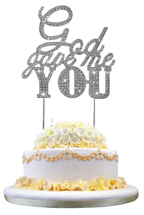 Tinksky Wedding Cake Topper God Gave Me You Sparkle Rhinestone Cake Decoration in Silver
