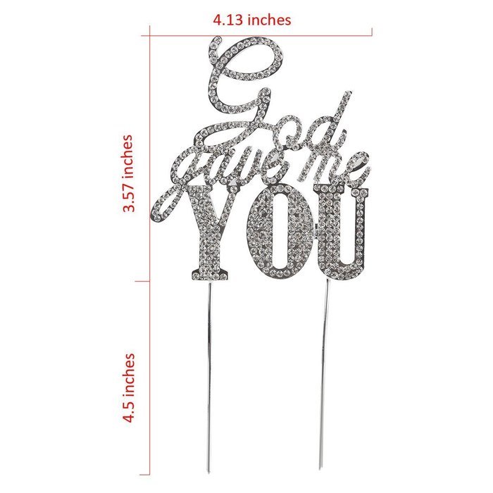 Tinksky Wedding Cake Topper God Gave Me You Sparkle Rhinestone Cake Decoration in Silver N2