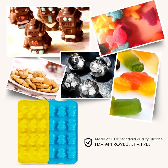 Deik 4 pieces Premium Silicone Molds for Candy, Chocolate, Ice Cube, Baking, Building of Cute Shell, Love Heart... N7