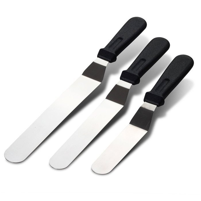 M-Aimee (3 Piece) Stainless Steel Cake Decorating DIY Baking Tools, Icing Spatulas - 6" - 8" - 10" - with Black...
