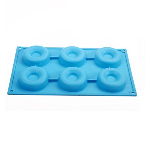 Generic 6 Cavity Donut Pan, Silicone Baking Cake Cookie Mold (Blue) N2
