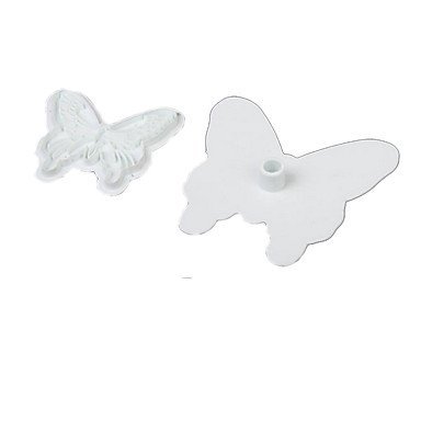 Sher 2Pcs/set Butterfly Shape Fondant Cake Decorating Plastic Cutter Embossing Cake Mould Sugarcraft Plunger Decor...