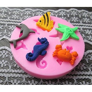 Y&XL&H Fish Dolphin Crab Baking Fondant Cake Choclate Candy Mold,L6cmW6cmH0.9cm