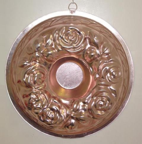 Floral Wreath Copper Fruit Jello Mold 9" (5 Cups) - Rose Flowers N2