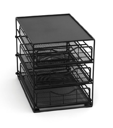 Lipper International 8670 Three-Tier In Cabinet Coffee Drawer, Black Mesh N3