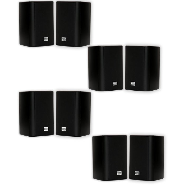Acoustic Audio AA351B Indoor Outdoor 2 Way Black Speakers 2000 Watt 4 Pair Pack AA351B-4Pr N4