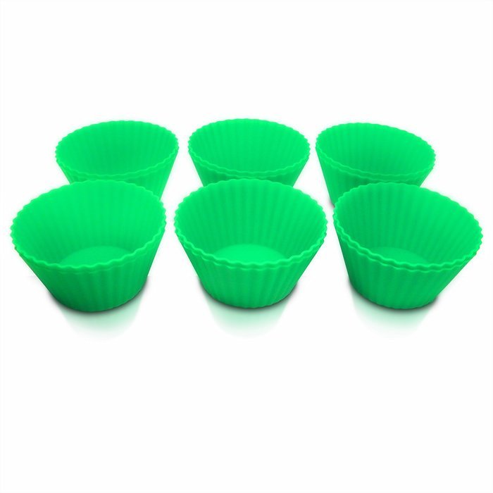 Brighid's Kitchen Green Reusable Silicone Baking Cups / Muffin Cups with eBook Cookbook and Product Guide, Set...