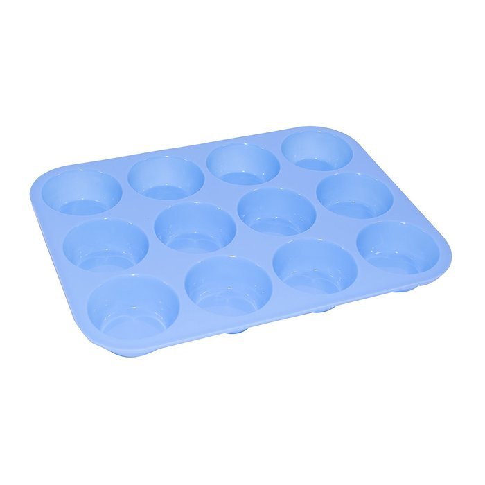 ALEKO&reg; SFC01 Heat Resistant Non Stick Silicone Cup Cake Muffin Tray 12 Cups Mold Pan, Blue
