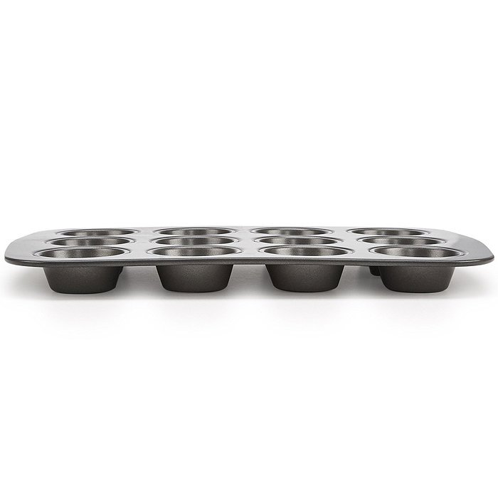 BLACK+DECKER 83391 Commercial Nonstick 12 Cup Muffin Pan, Gray
