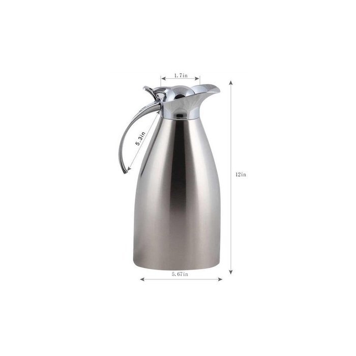 KAMLE 68 oz Thermal /Cold Coffee Milk Carafe Vacuum Insulated Stainless Steel Quality Thermal Pitcher, Beverage... N4