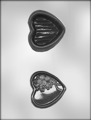 CK Products 3-Inch Heart Box with Roses Chocolate Mold
