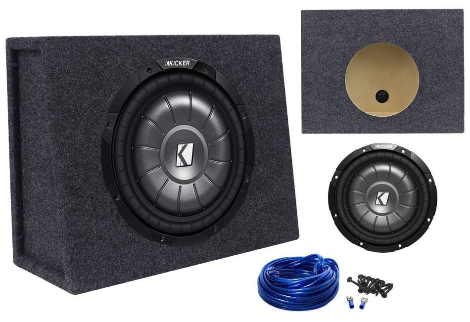 Package: Kicker 10CVT10-4 Ohm 800 Watt Shallow Mount Car Subwoofer + Rockville RSST10 Single 10" Shallow Mount... N3