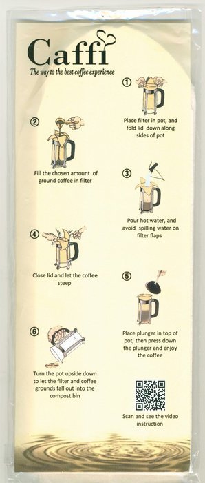 Caffi Paper Coffee Filters for 4 to 8 Cup French Press - 4 Packages