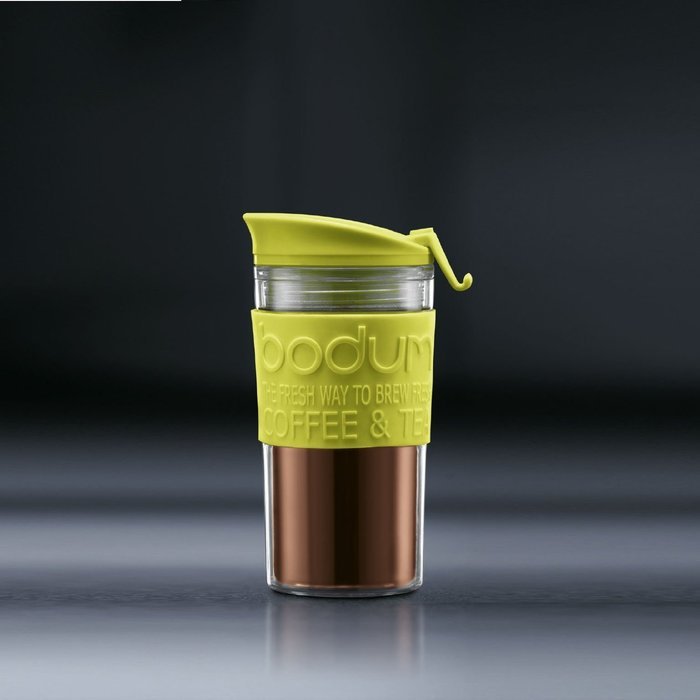 Bodum K11102-913 Travel Press Set Coffee Maker with Extra Lid, 12 oz, White