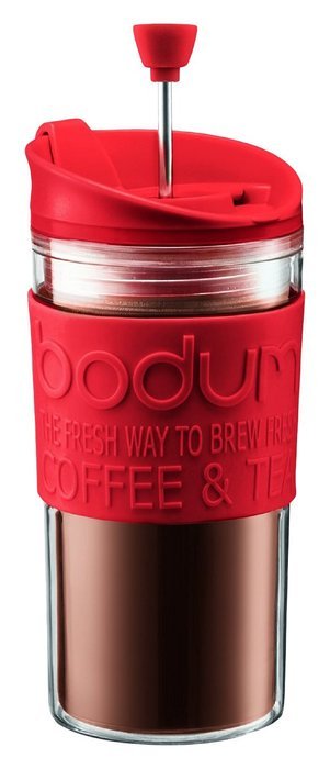 Bodum K11102-913 Travel Press Set Coffee Maker with Extra Lid, 12 oz, White N2