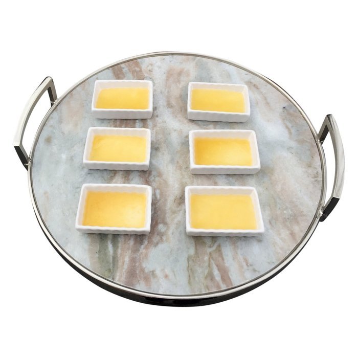 Om Joy Collection Shallow Rectangular Creme Brulee Mini- Ramekins (1 oz each): Set of 6- Oven Safe & Stackable... N6