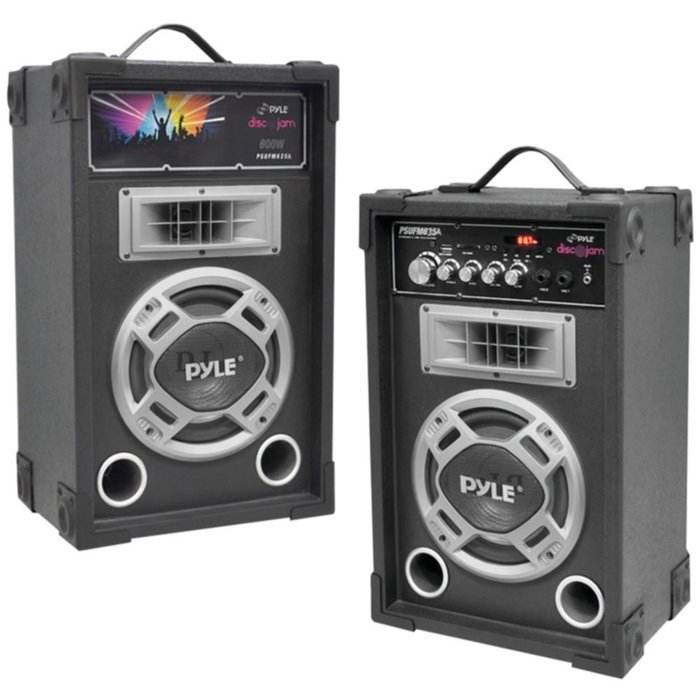 Pyle Pro PSUFM835A Dual 800W Disco Jam Powered 2-Way PA Speaker System Consumer Electronics
