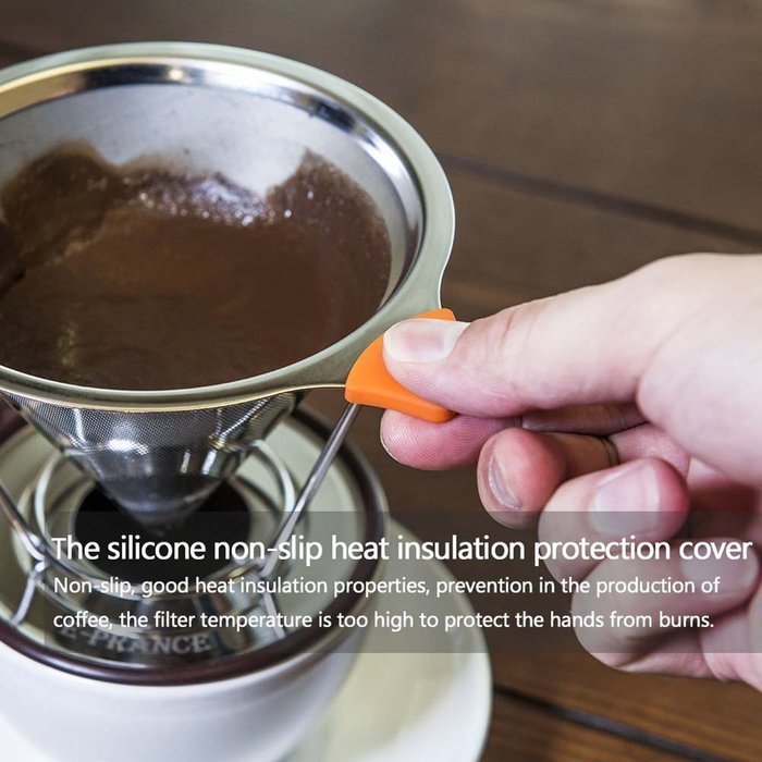 Aohang Stainless Steel Paperless Reusable Pour Over Coffee Filter Funnel Cone Dripper for Home Office N4