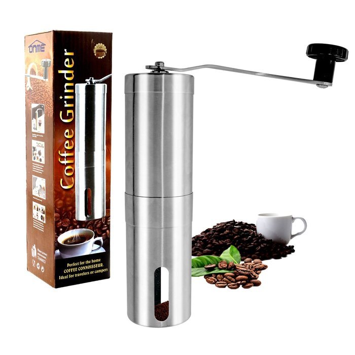 ONME Manual Coffee Grinder, Manual Coffee Grinder with Ceramic Blade, Stainless Steel Coffee Bean Mill N5