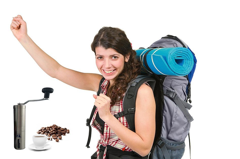 Coffee Grinder with Hand Crank | Manual Coffee Grinder. Hand Coffee Grinder With Free Coffee Grinder Brush + Bag... N7