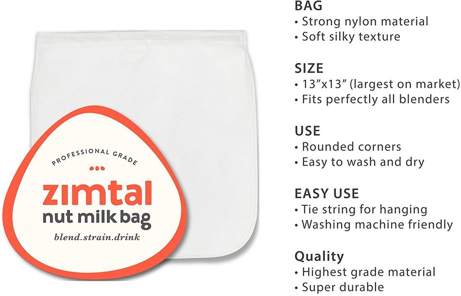 Premium Quality - Nut Milk Bag - XL - 13 " X 13 " - Smoothie Strainer - Cold Brew Coffee Maker- Free Recipes Included... N4