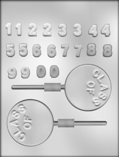 CK Products 2-3/4-Inch "Class Of" Sucker with Numbers Chocolate Mold