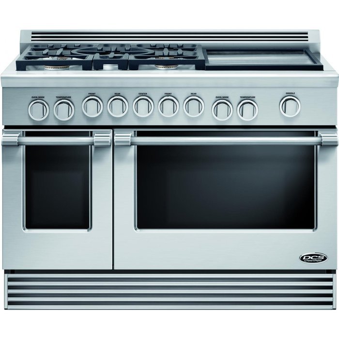 DCS RGV485GDN Professional 48" Stainless Steel Gas Slide-In Sealed Burner Double Oven Range - Convection