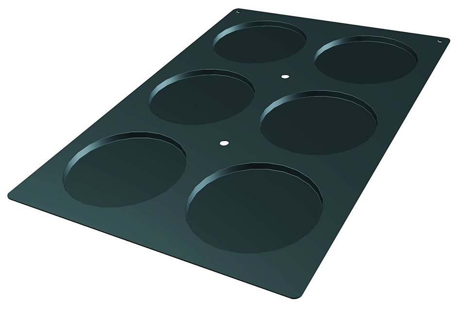 Lekue Professional Baking 6 Cavities Disc Mold, 23.6" x 15.7", Black