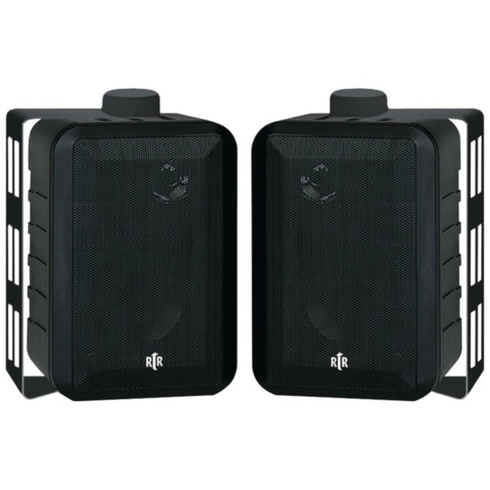 BIC America RTRV44-2 3-Way Speakers Pair Indoor/Outdoor Black RtR Series Consumer Electronics