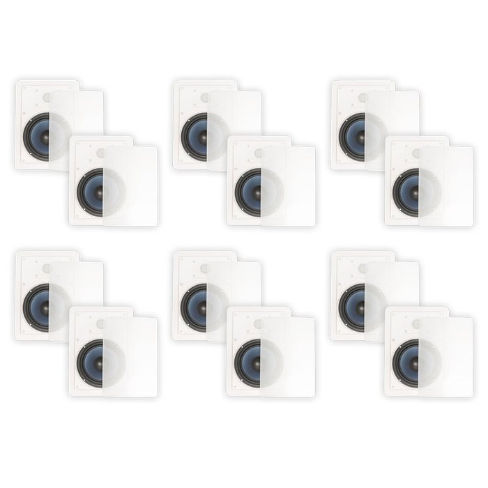 Blue Octave LW62 In Wall 6.5" Speakers Home Theater Surround Sound 2-Way 6 Pair Pack N5